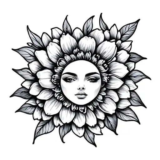 Sun And Flowers Surrounding