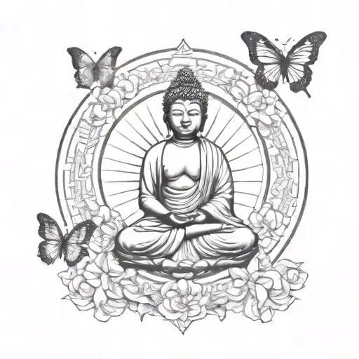 Peace Of Life Meaning Buddha Tatto Combined With Endless Hope Meaning Butterfly