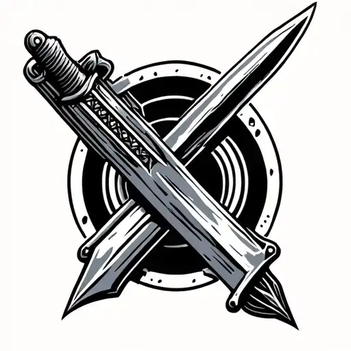 Dagger Going Through Krav Maga Symbol Intertwined