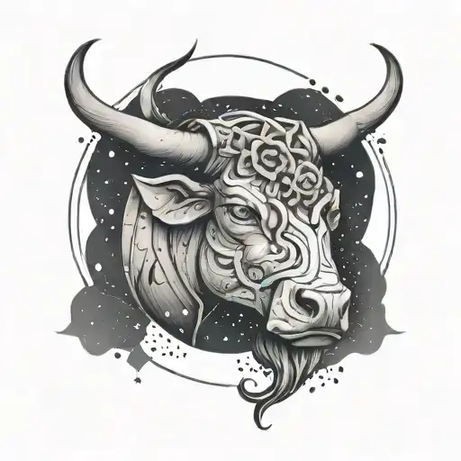 Taurus Zodiac Sign Intertwined With Constellation Intertwined