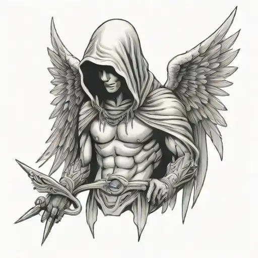 Hooded Angel Of Death With Big Wings