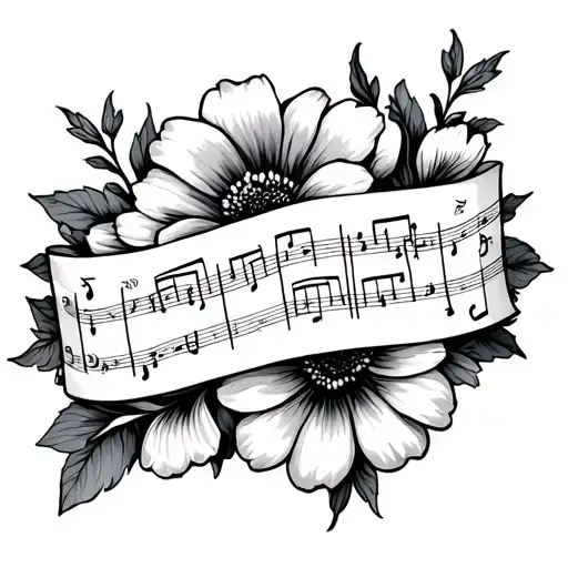 Flowers With Music Notes And Sheet Music