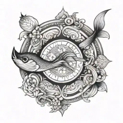Pisces Mandala Design Featuring