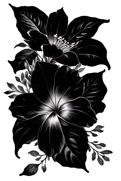 Tropical Flowers With Ocean