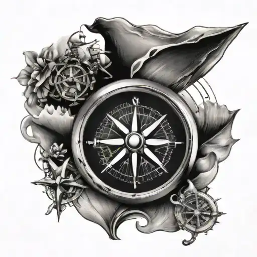 Compass And Ocean Scene