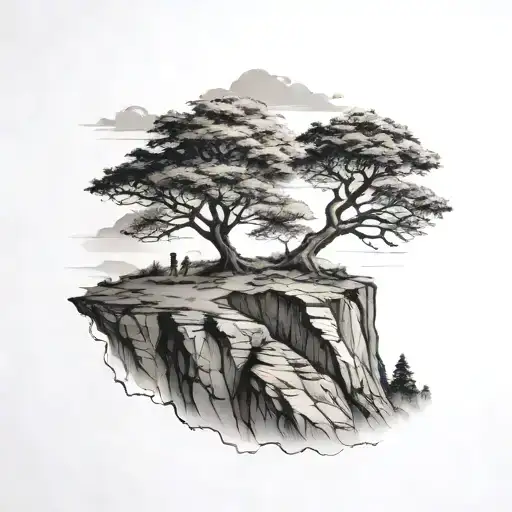 Hight Cliff With A Tree