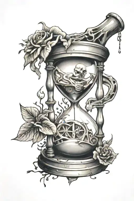 Skeleton Hand Holding An Hourglass Bottom Filled