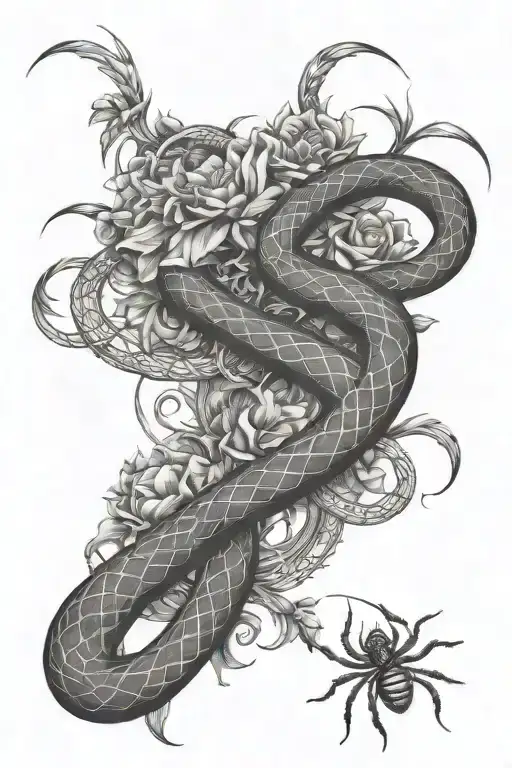 Snake Flowers Spiders Weaving Their Webs