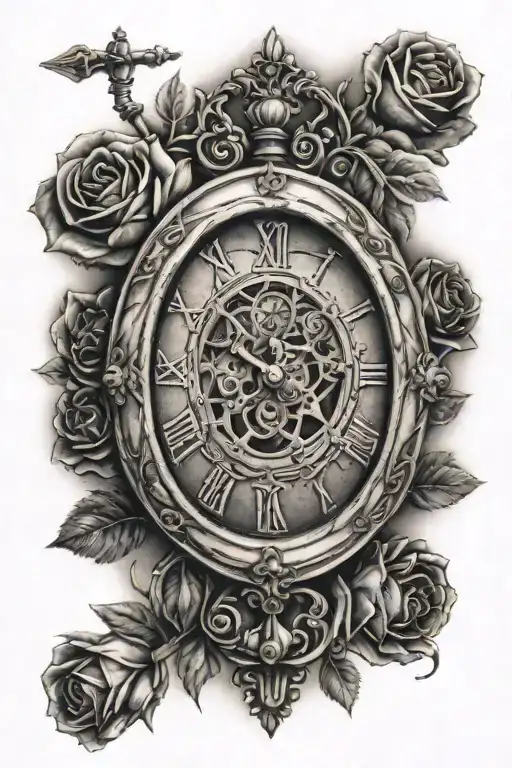 Roman Clock With Rosebeads