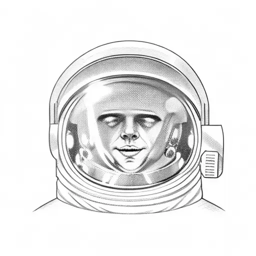 Astronaut With A Big Helmet In Space Looking Up Into The Stars