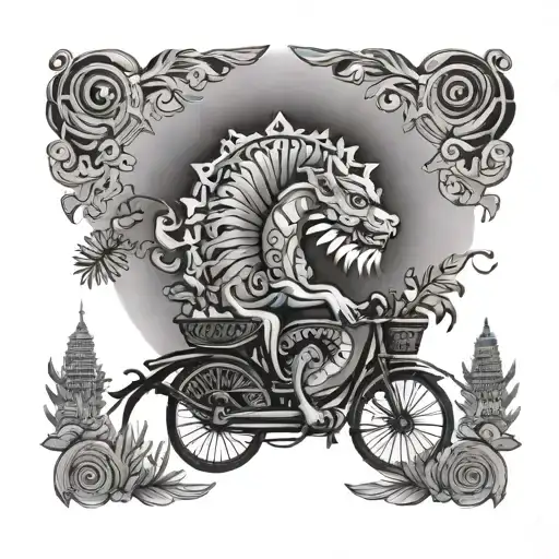 New Zealand Fern Indian Rickshaw And Singapore Merlion