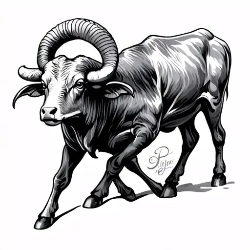 Bull And Ram Ramming Each Other