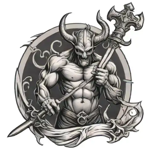 Devil Holding A Sword