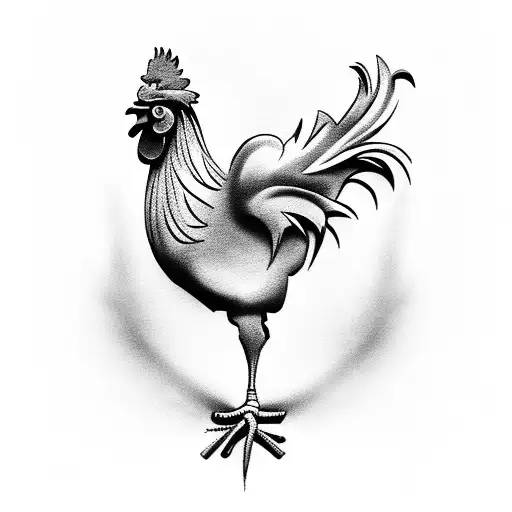 Rooster Holding A Cross