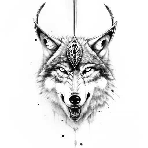 Wolf With Skull And Sword