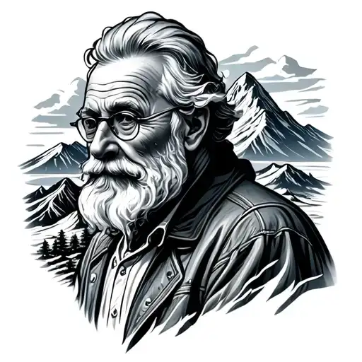 Grandpa Looking Over A Mountain Range