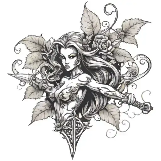 Poison Ivy Wrapped Around A Sword