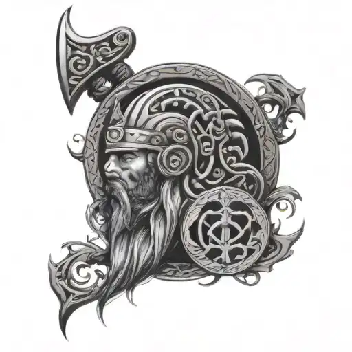 Nordic Viking Tattoo With A Touch Of Japan Merging Together