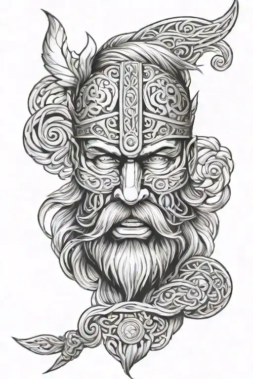 Nordic Viking Tattoo With A Touch Of Japan Mask