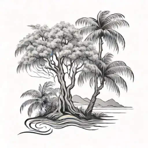 Willow Tree And Palm Tree