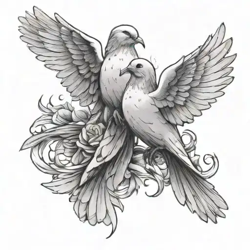 Doves With Roman Date In The Middle