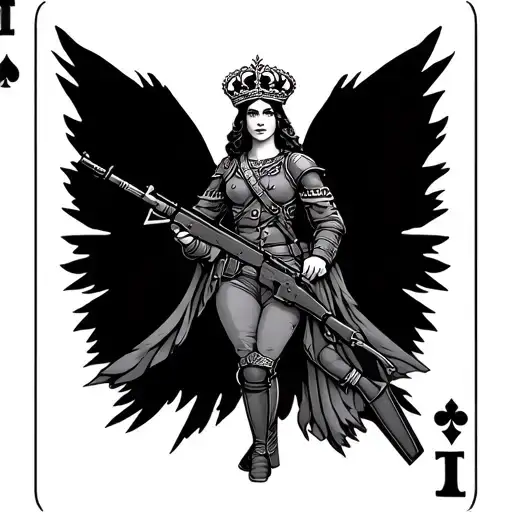 Queen Card Infantry Queen Of Battle Queen Holding Rifle
