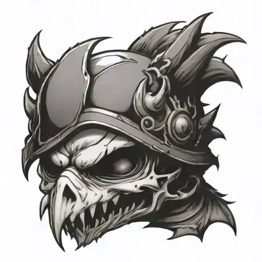 Moogle Wearing Chocobo Skull As Helmet