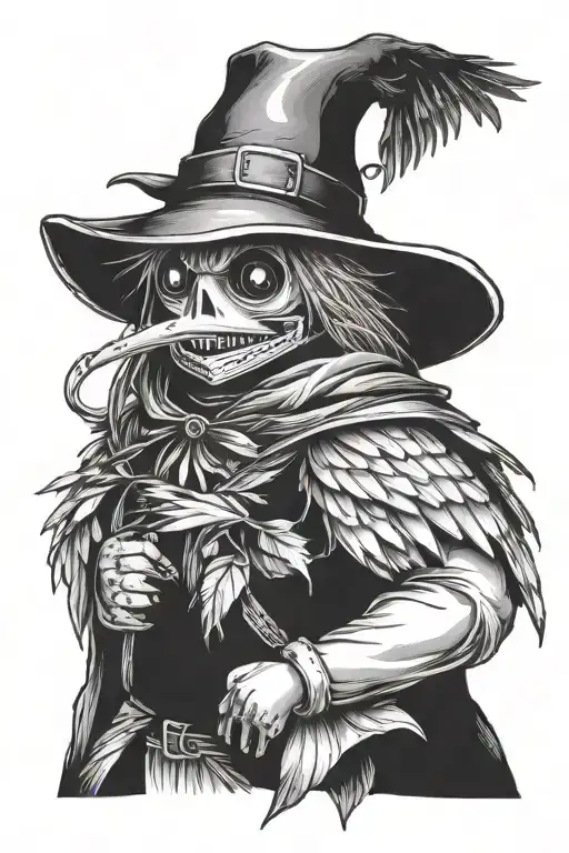Scarecrow With Crow On Shoulder