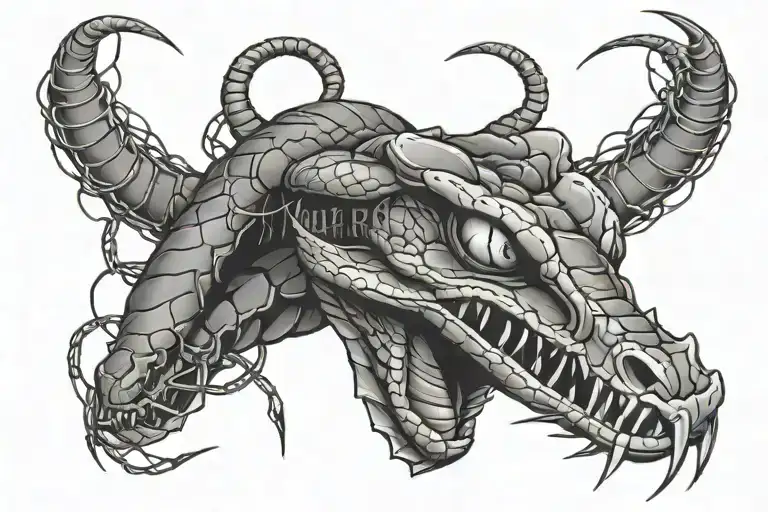 Snake Head And Barbed Wire