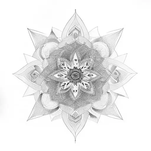 Dark Mandala Among Light Flowers