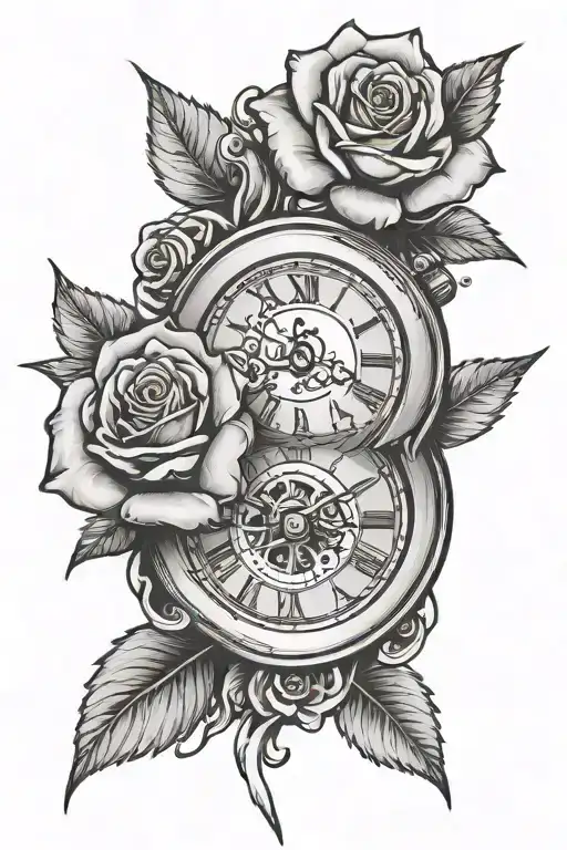 Broken Watch With Roses