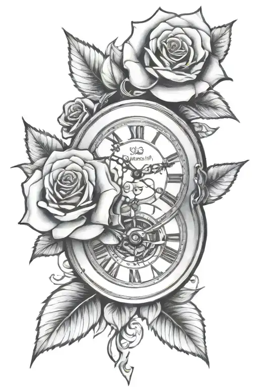 Broken Watch With Roses