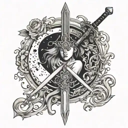 Sword Renaissance Tattoo For Women Moon Surrounded