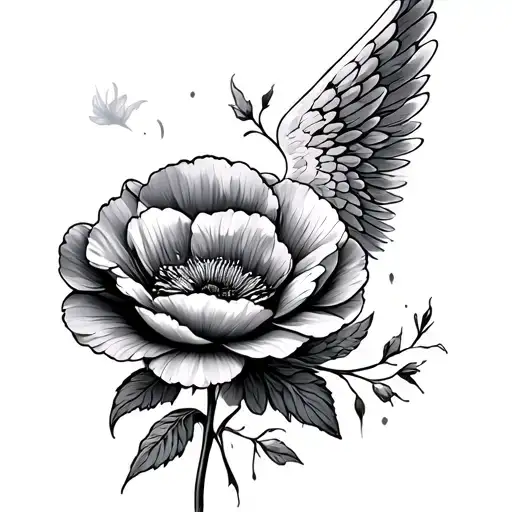 Poppy Flower And Angel Wings