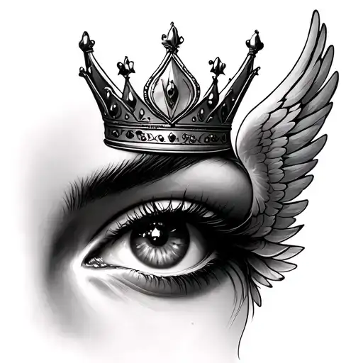 A Womans Eyes With Wings And A Crown Above The Wings
