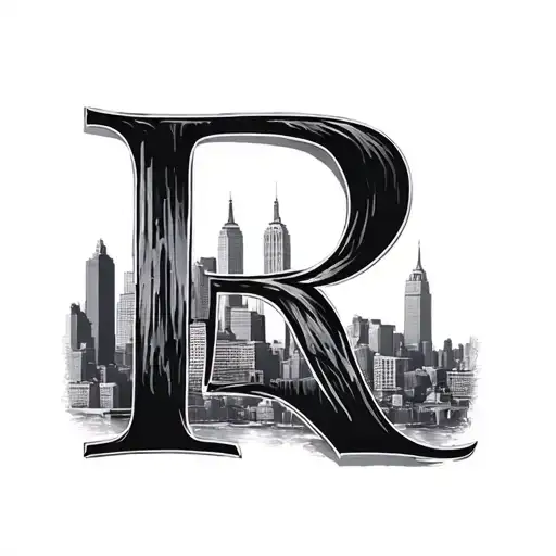 Letter R With The Skyline Of New York City