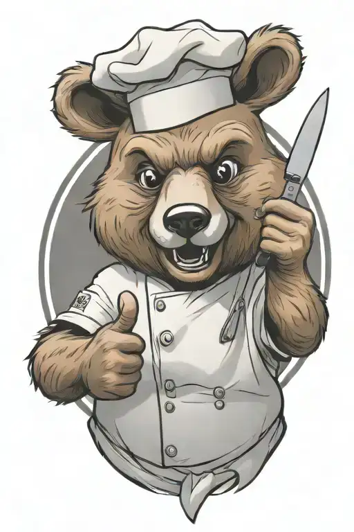 Chef Bear Thumbs Up With Chef Knife