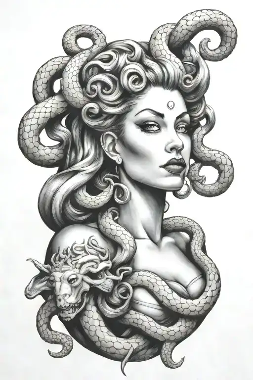 Full Body Portrait Of Medusa Pin Up