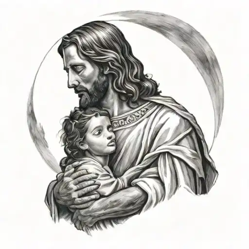 Jesus Holding Young Girl Looking