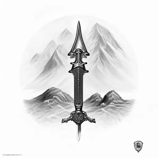 Scottish Claymore Sword With Mountains Behind It