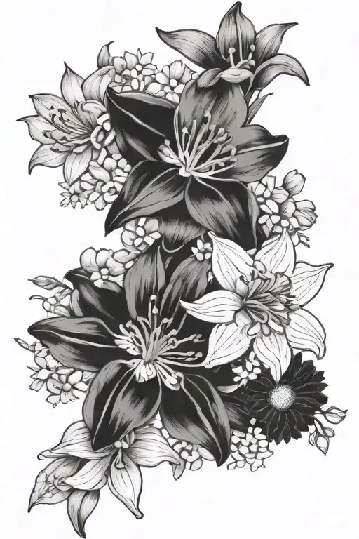 Birth Flowers Surrounding Larkspur Daisy Daffodils Cosmos Chrysanthemum