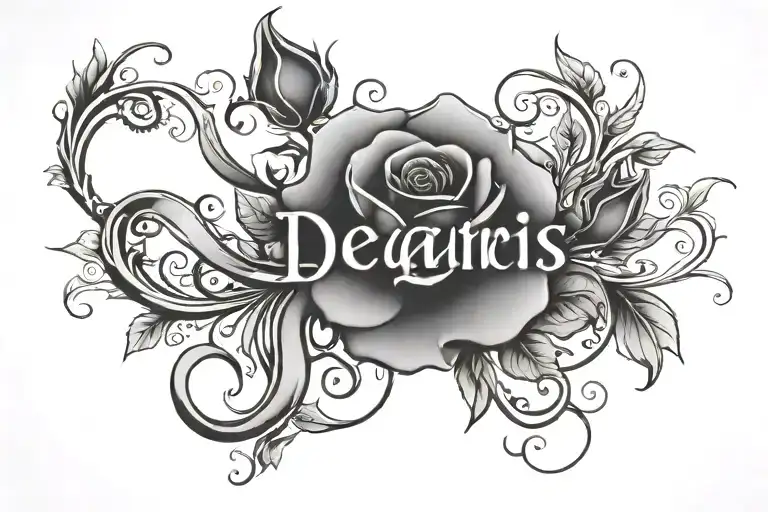 De'airis Name Written With Rose Intertwined