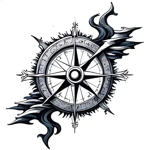 Posiden Trident Compass Waves Flowing