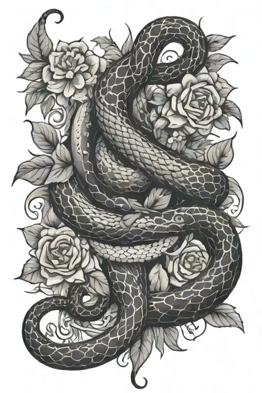 Snake And Flowers