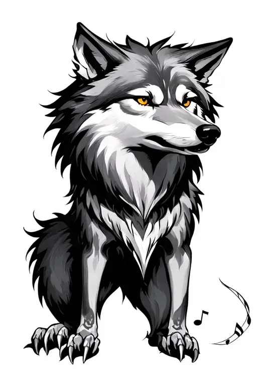 Wolf Luno Luna Claws With Musical Notes