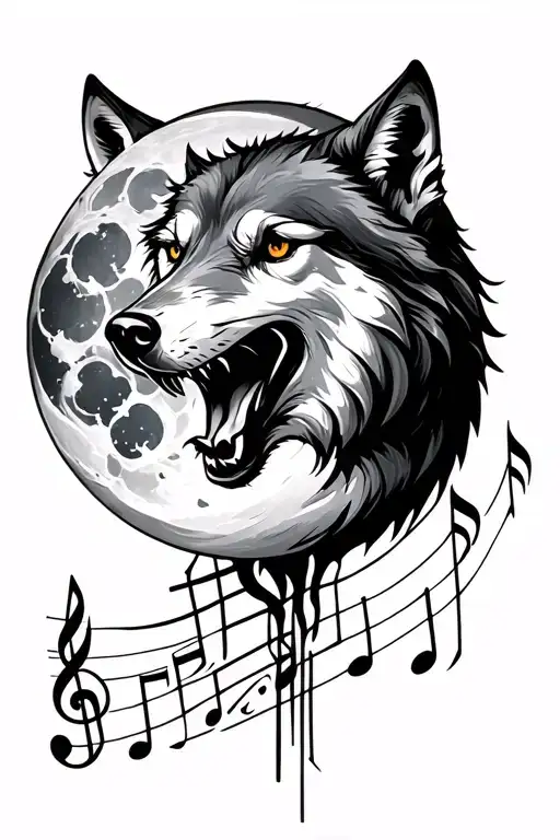 Wolf Claw Moon With Musical Notes