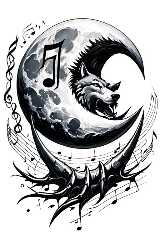 Wolf Claw Moon With Musical Notes