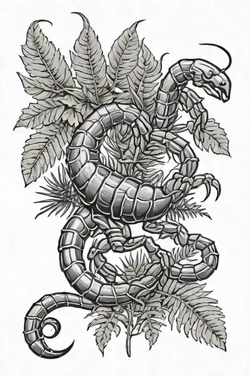 A Scorpion With A Fern Plant