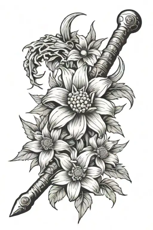 Edelweiss Flower And Hammer And Buffalo