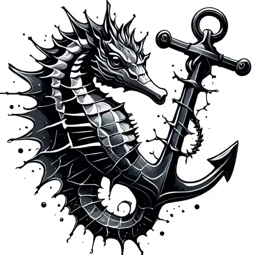 Male Seahorse Constellation With Anchor Breaking Free